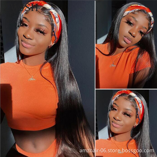 Cheap Virgin Brazilian Cuticle Aligned Natural Remy Human Hair Headband Wig 150% Density Glueless None Lace Wig For Black Women